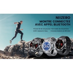 Smart Watch Montre Connectée Homme 1.42"- IOS et Android - Grise métal avec 2 Bracelets - NEUVE