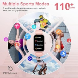 Smart Watch Montre Connectée Femme 1.57"- IOS et Android - Rose Doré - NEUVE