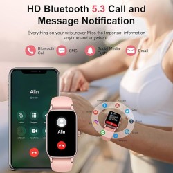 Smart Watch Montre Connectée Femme 1.57"- IOS et Android - Rose Doré - NEUVE