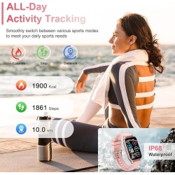 Smart Watch Montre Connectée Femme 1.57"- IOS et Android - Rose Doré - NEUVE