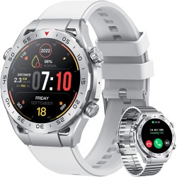 Smart Watch Montre Connectée Homme 1.42"- IOS et Android - Grise métal avec 2 Bracelets - NEUVE