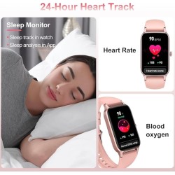 Smart Watch Montre Connectée Femme 1.57"- IOS et Android - Rose Doré - NEUVE